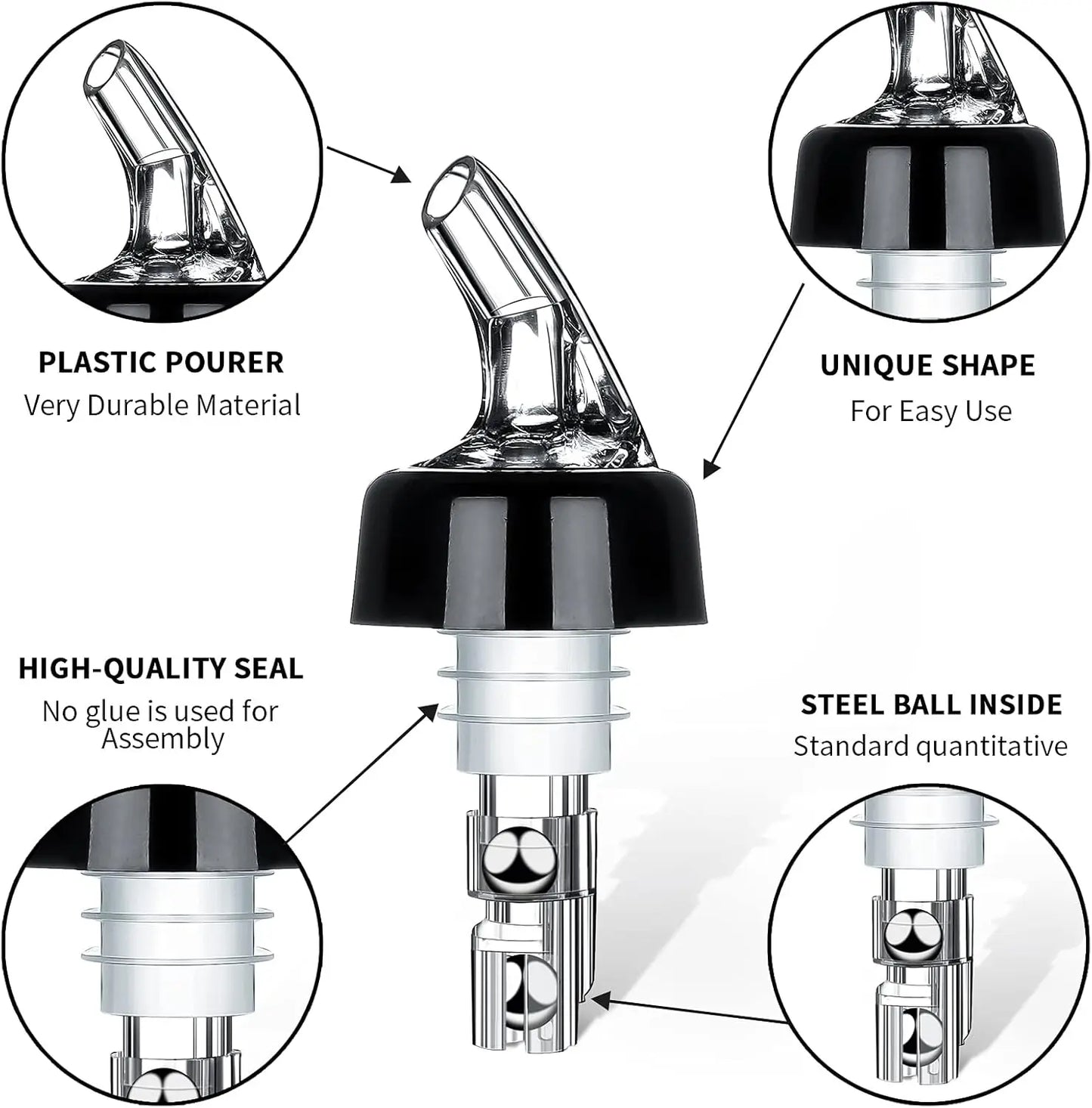 Viski Automatic Measure Liquor Pourer – Spill-Free Bottle Pourer & Wine Stopper