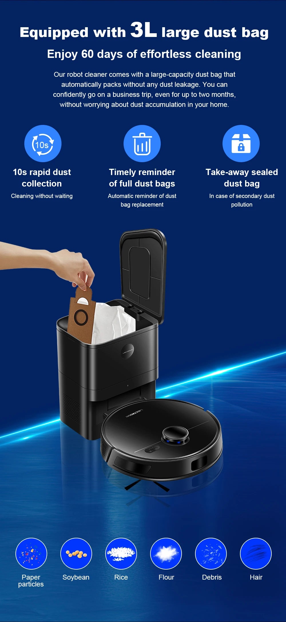 Liectroux M70 Pro Smart Robot Vacuum – LiDAR Navigation, 175-Min Runtime, Self-Empty Base