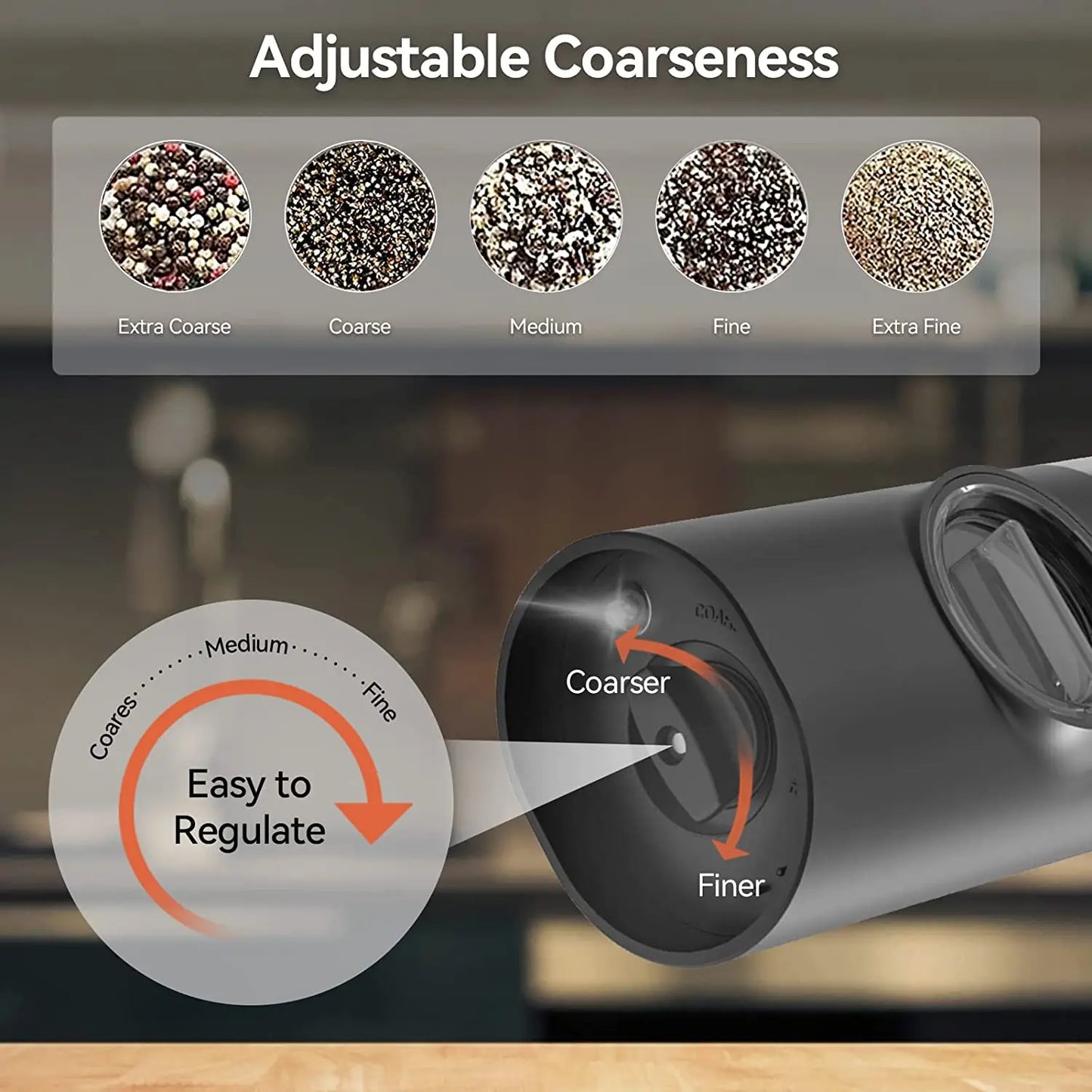 Automatic Salt & Pepper Grinder Set – Electric USB Rechargeable Spice Mills