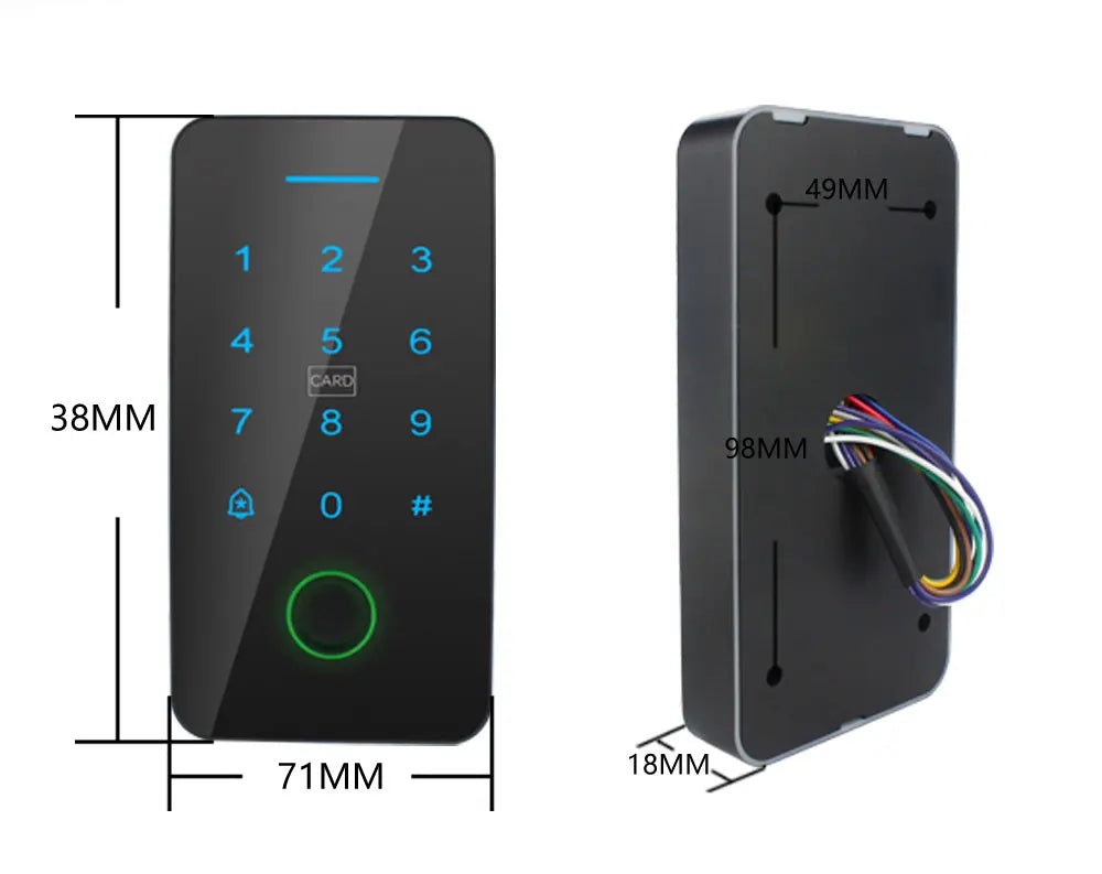 Smart Access Control Keypad with Fingerprint – Tuya App, IP67 Outdoor RFID Panel