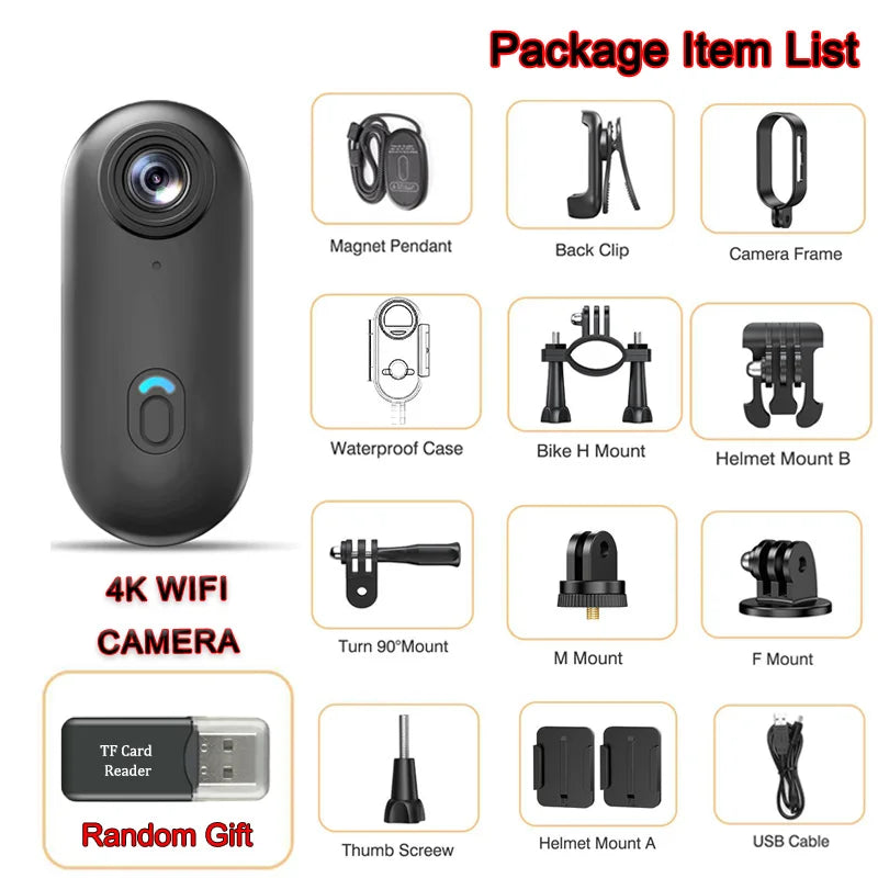 JETO H88 Ultra-Mini 4K Sports Action Camera – Waterproof Case, WiFi, POV Recording