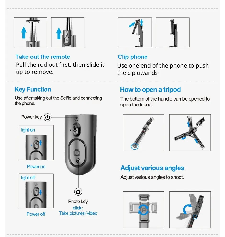 L15 Foldable Bluetooth Selfie Stick with Wireless Remote