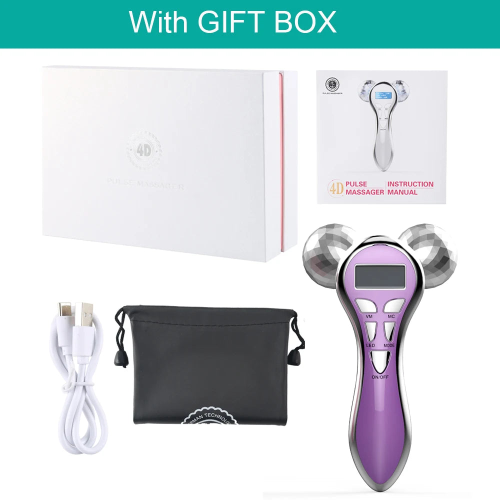 GLOMEVE 4D EMS Facial Roller – LED Vibration Face Lift & Anti-Aging Tool