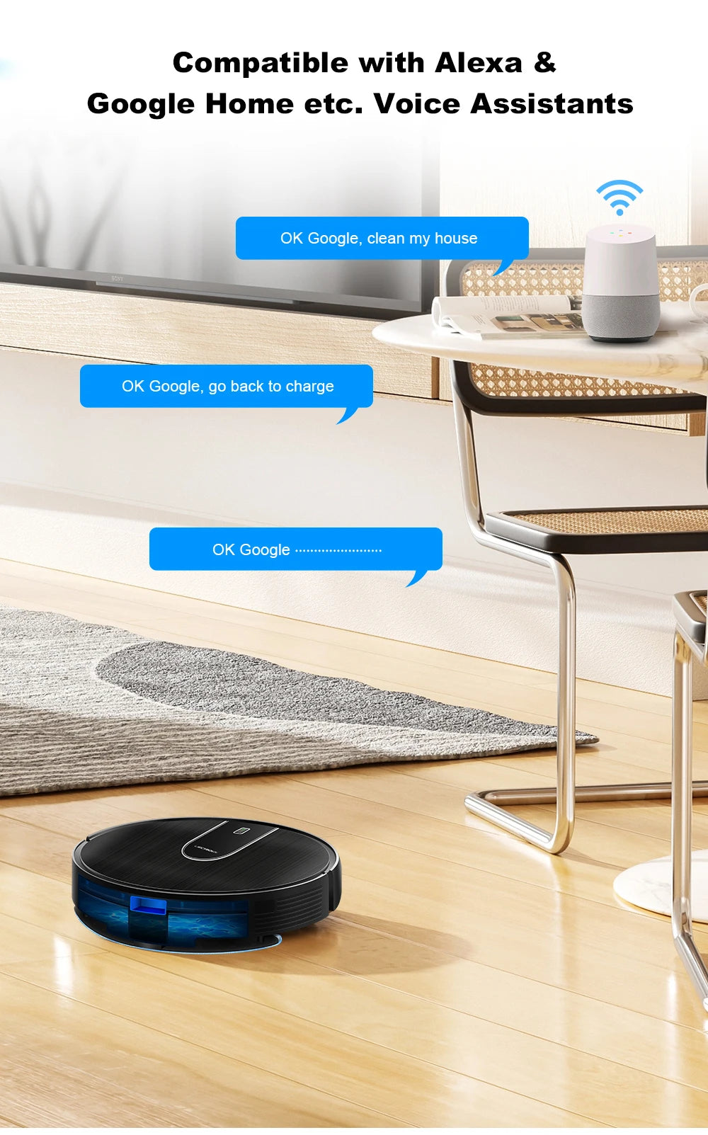 Liectroux N7S-U Smart Robot Vacuum Cleaner – Wet & Dry Mop, HEPA Filter, Alexa Ready