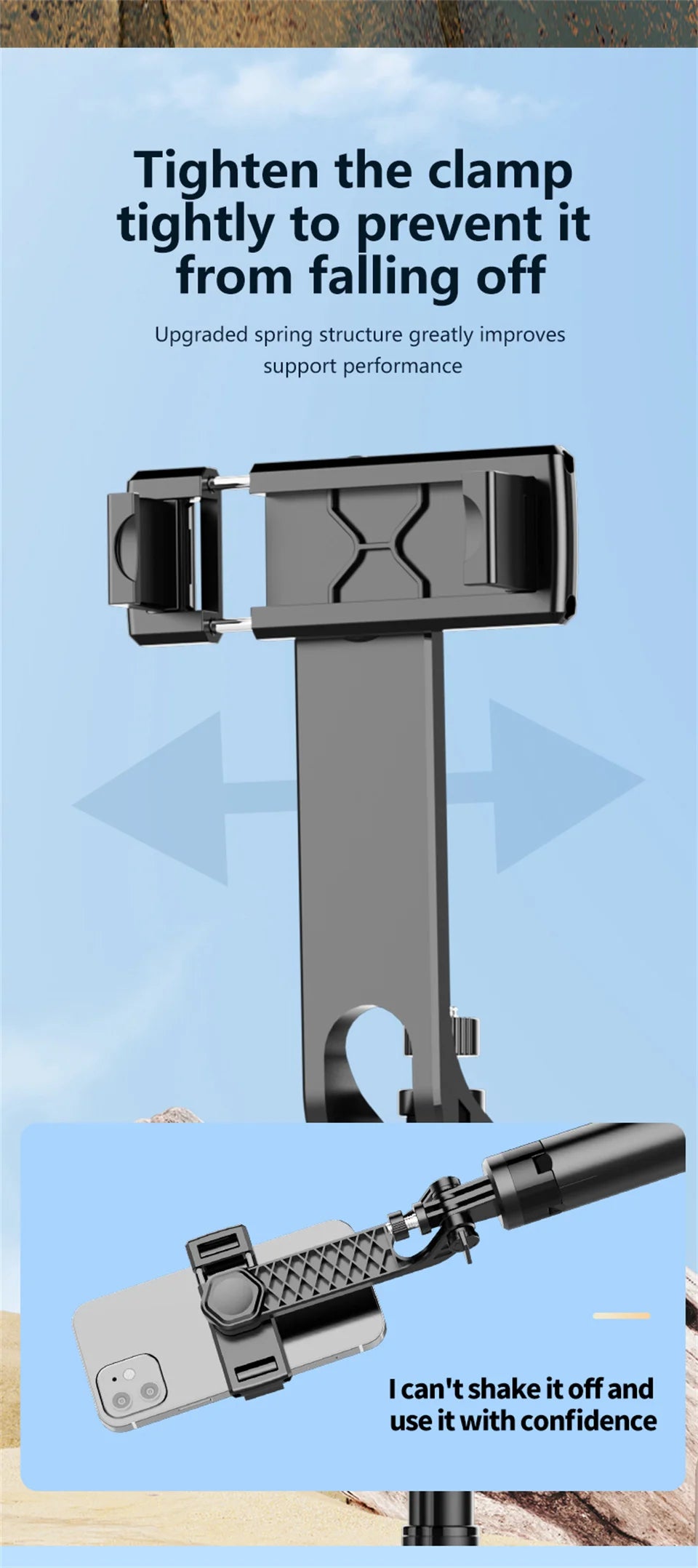 K27 1.3m Bluetooth Selfie Stick with Quad-Pod & Remote