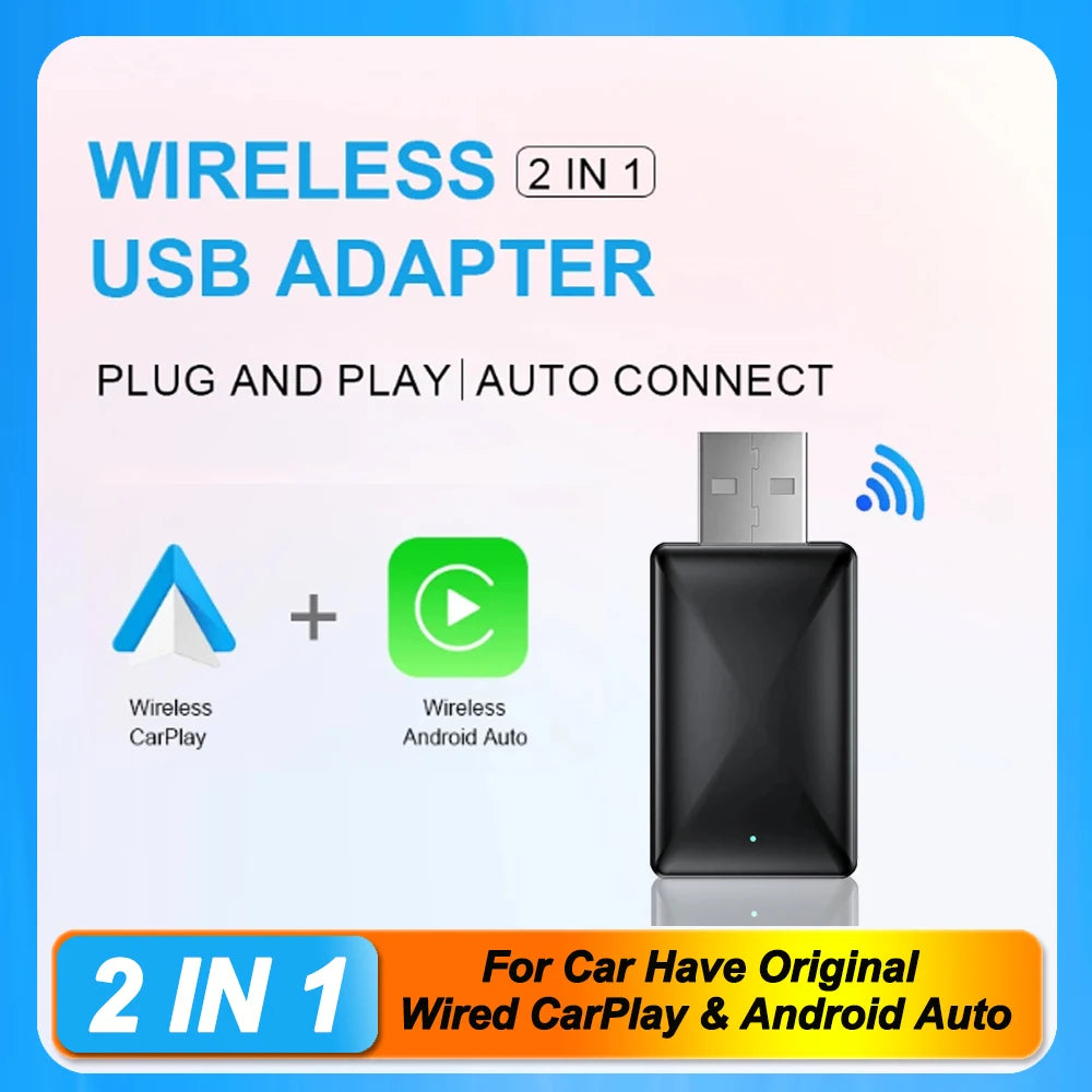 EzoneTronics Ultra-Mini 2-in-1 Wireless CarPlay & Android Auto Adapter – 5.8GHz Plug & Play