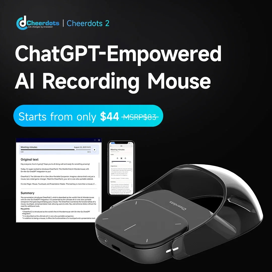Ostar Yeah Cheerdots 2 AI Air Mouse – Bluetooth Wireless Presentation Remote with AI Recording & ChatGPT