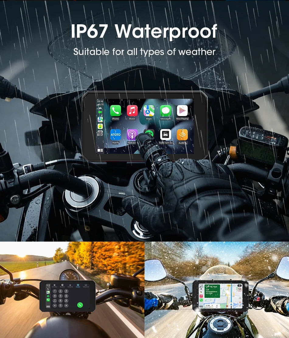 Jansite 5” IPX7 Motorcycle / Car Smart Display – Wireless CarPlay, Android Auto & MirrorLink