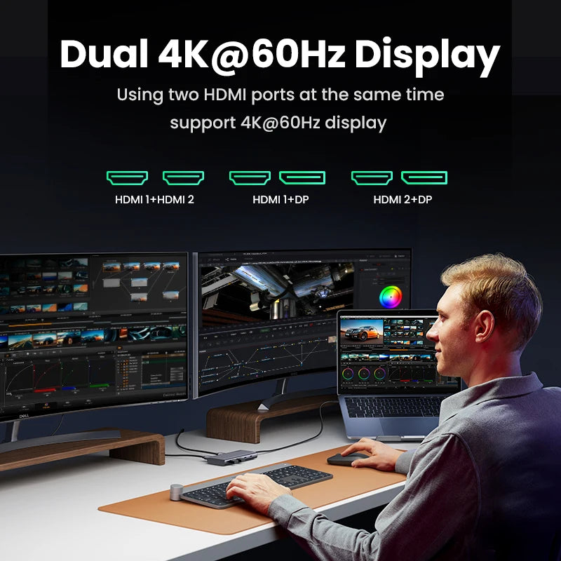8-in-1 USB-C Docking Station – Triple 4K Display, 100W PD, 10Gbps Hub
