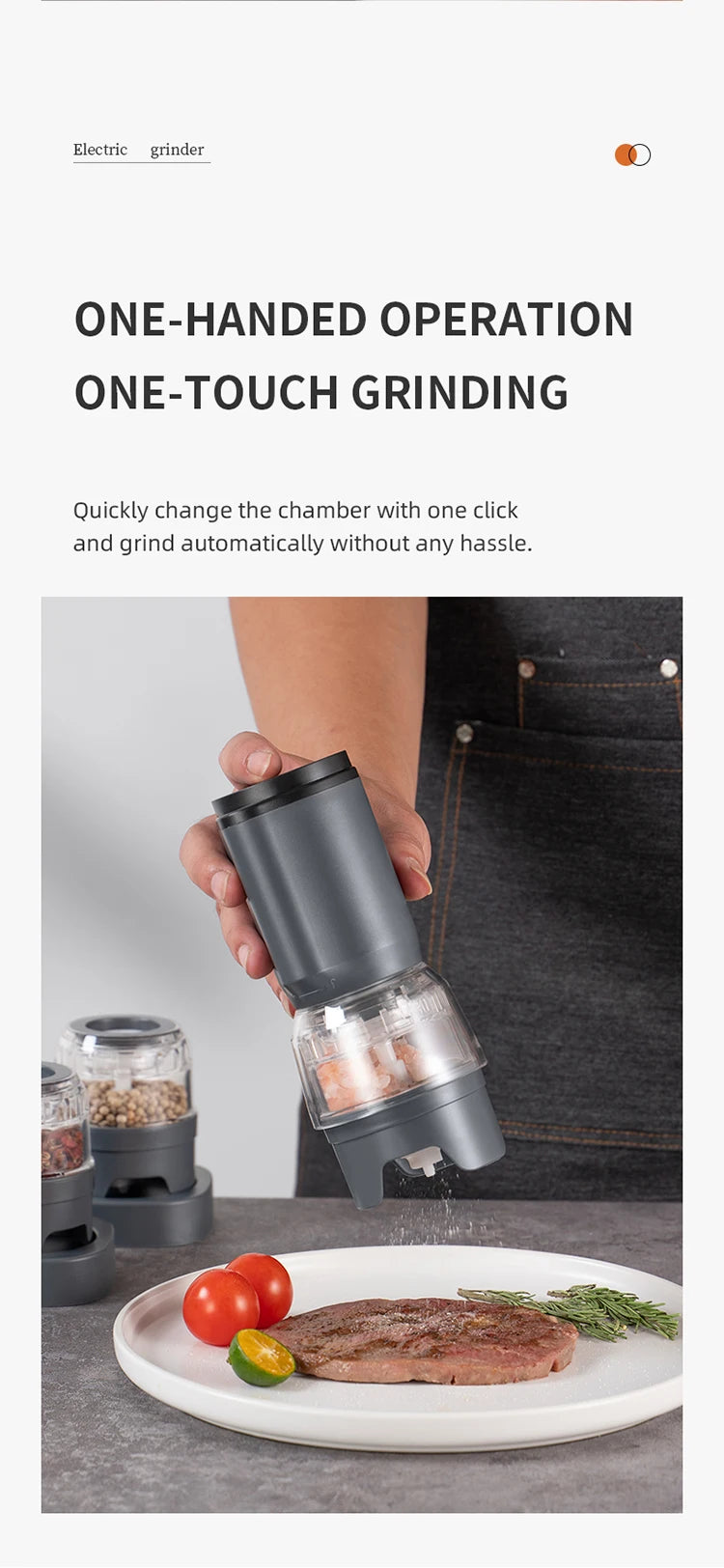 BALASHOV Electric Spice Grinder – Rechargeable Multi-Compartment Grinder with Ceramic Core