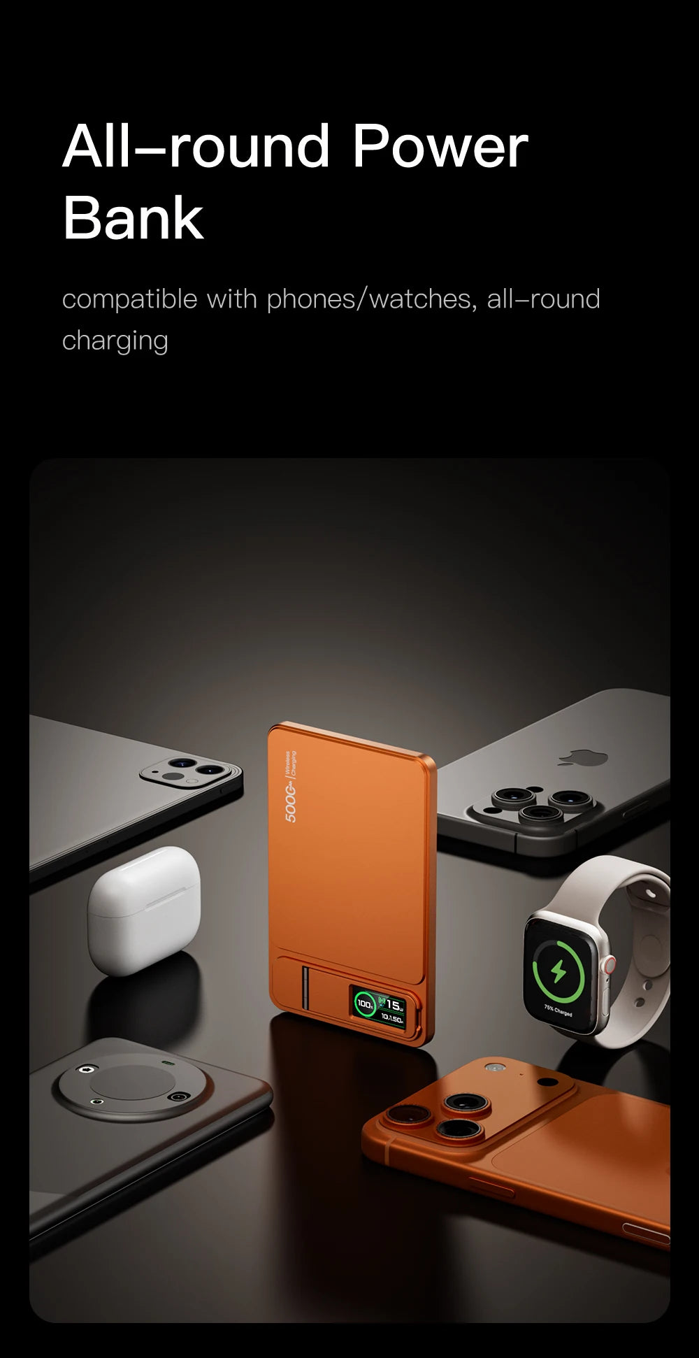 3-in-1 Wireless Power Bank 20W – MagSafe-Style Magnetic Charger with Smart Display & Stand