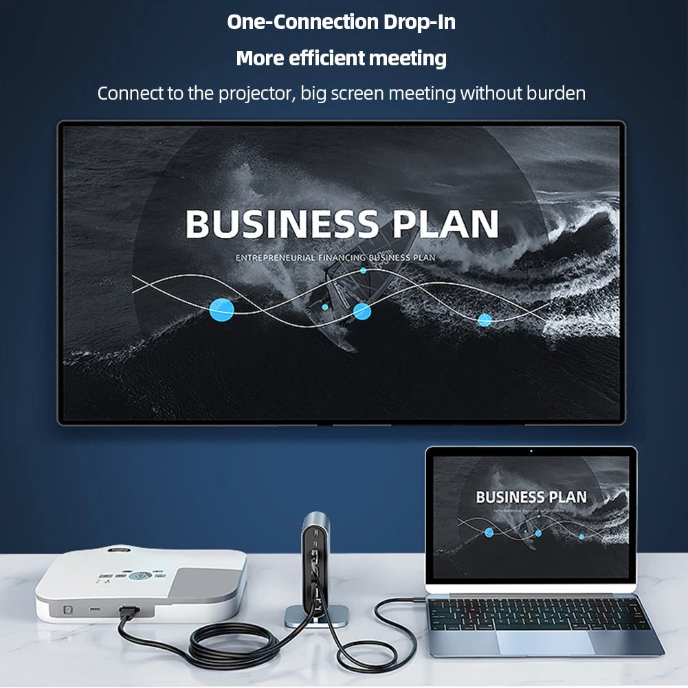 12-in-1 USB-C Docking Station – 4K HDMI, 100W PD, RJ45, Card Reader Hub