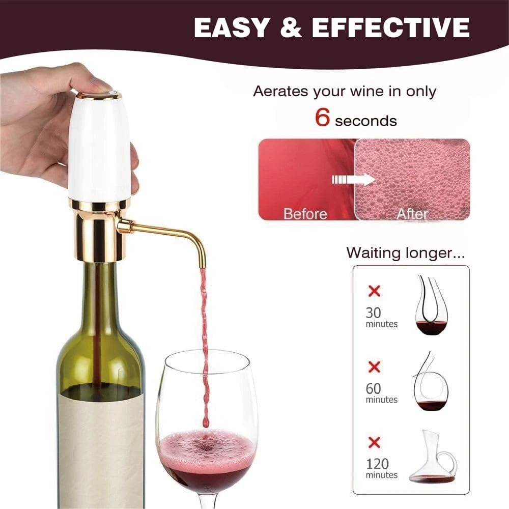 Electric Wine Decanter & Aerator – Instant USB Rechargeable Automatic Wine Pourer for Home Bar