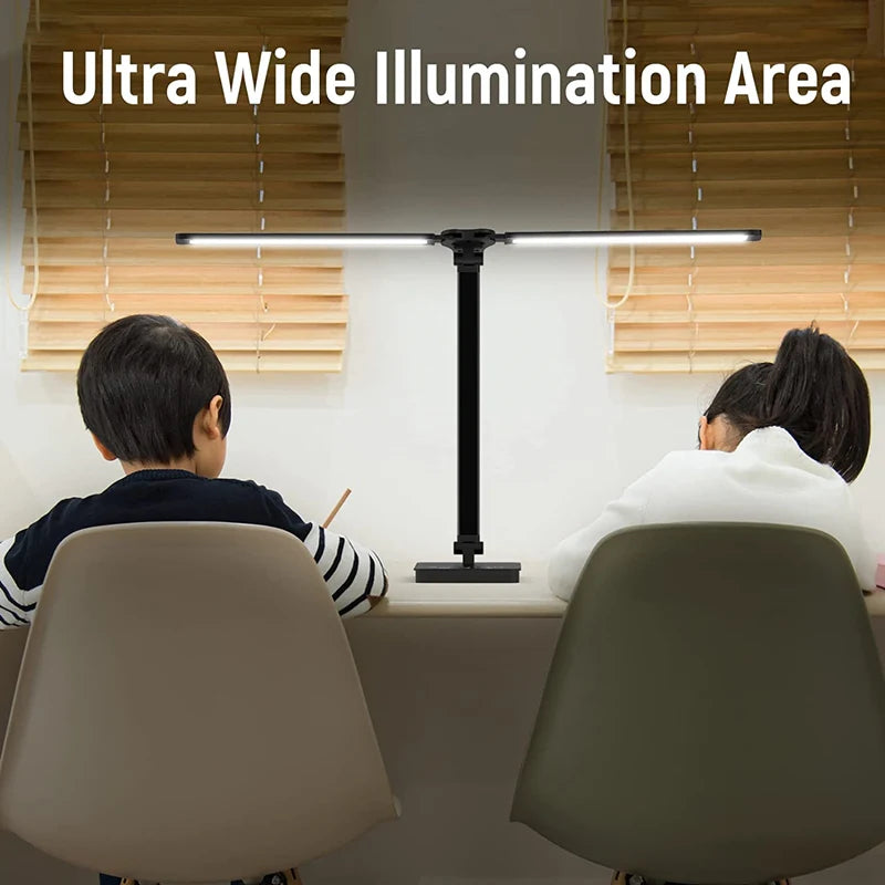 Double-Head LED Desk Lamp with USB Charging | Eye-Care Touch Control, 50 Lighting Modes