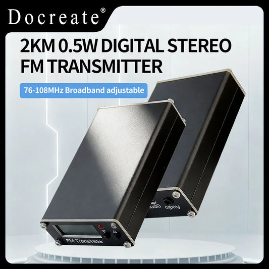 Portable 0.5W Long-Range FM Transmitter – USB-C Powered Mini Broadcast Radio (Up to 2 km, 76–108 MHz)