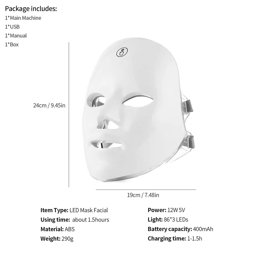 Foreverlily Rechargeable LED Facial Mask – 7-Color Skin Rejuvenation Device