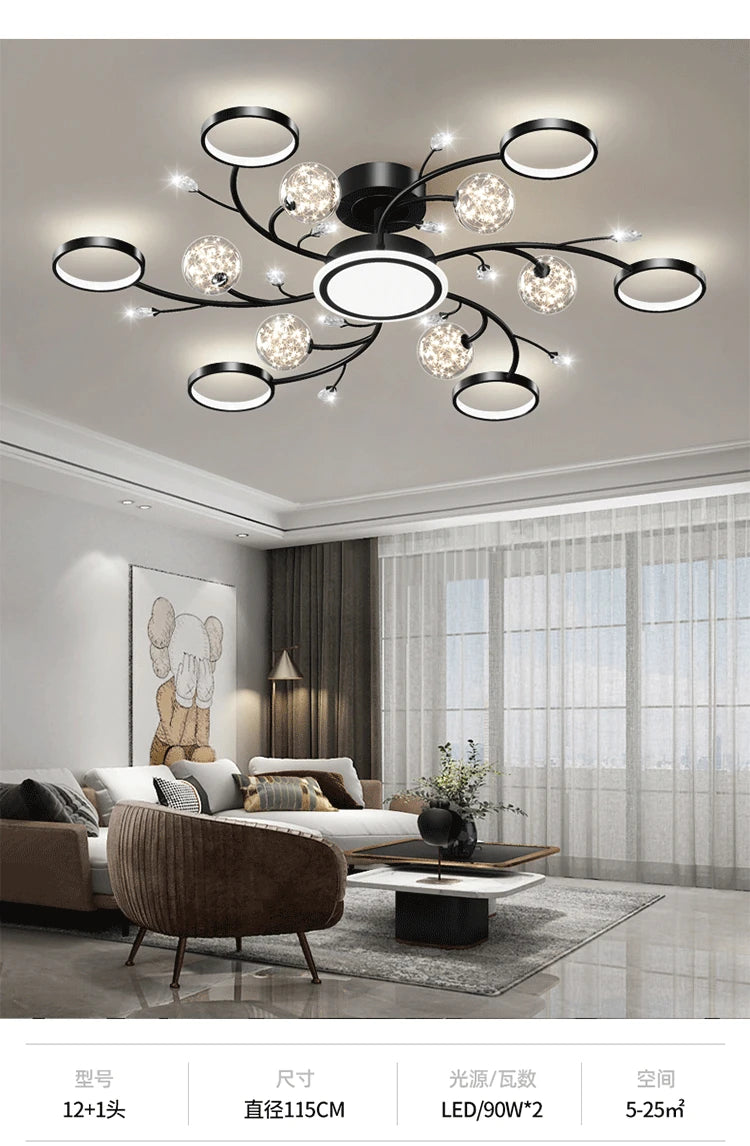 Artpad Modern Star Moon Ceiling Light Fixture | Romantic LED Chandelier for Bedroom & Living Room