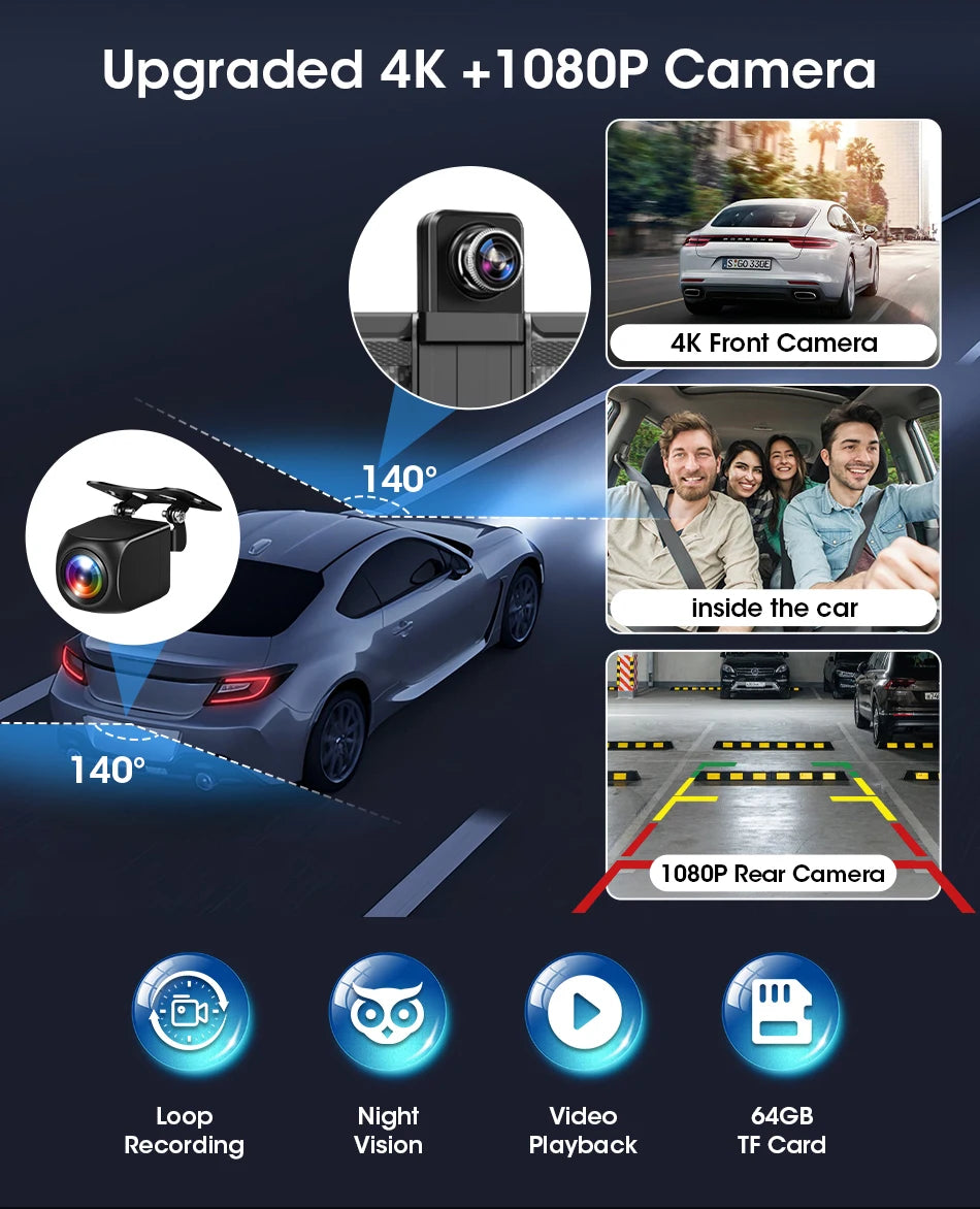 Develuck 11.26” 4K Smart Rearview Mirror Dash Cam with CarPlay & Android Auto