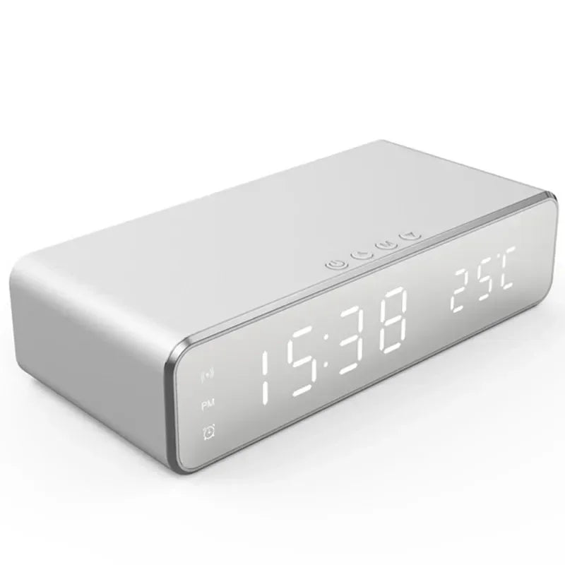 Opansten Wireless Charging Alarm Clock – 5W Qi Charger with Time, Temperature & LED Display