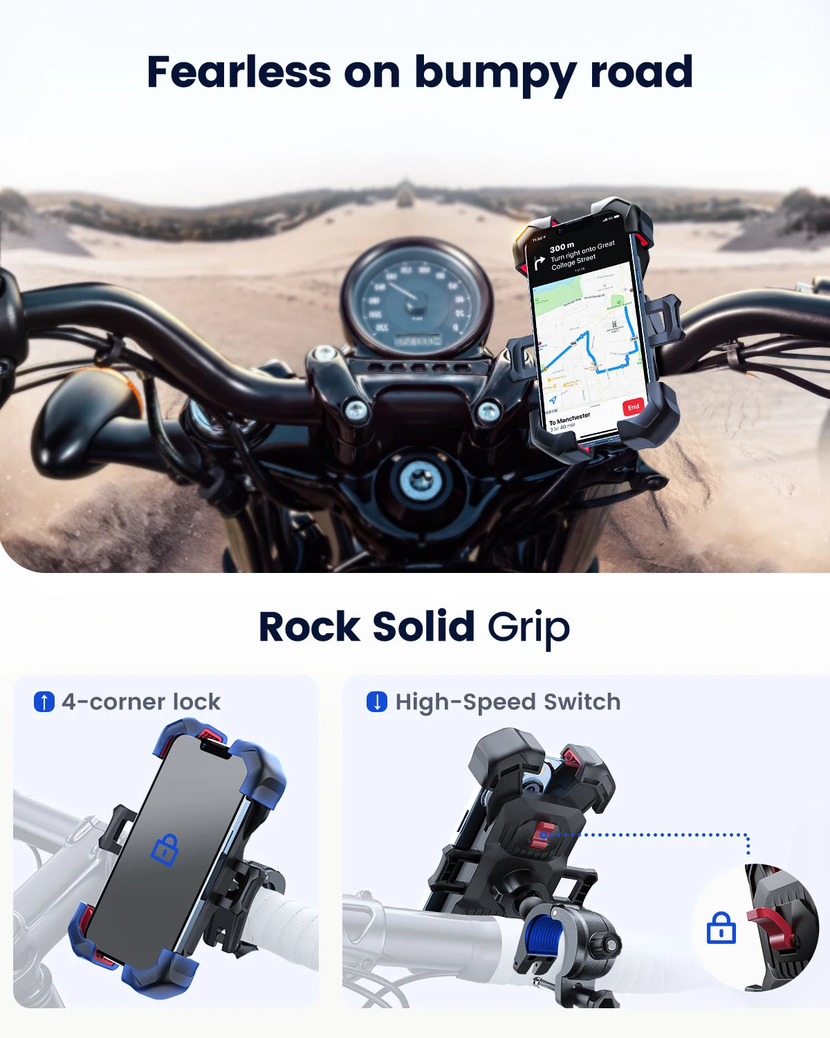 Joyroom JR-ZS288 Motorcycle & Bike Phone Mount – Secure Auto-Lock Handlebar Holder
