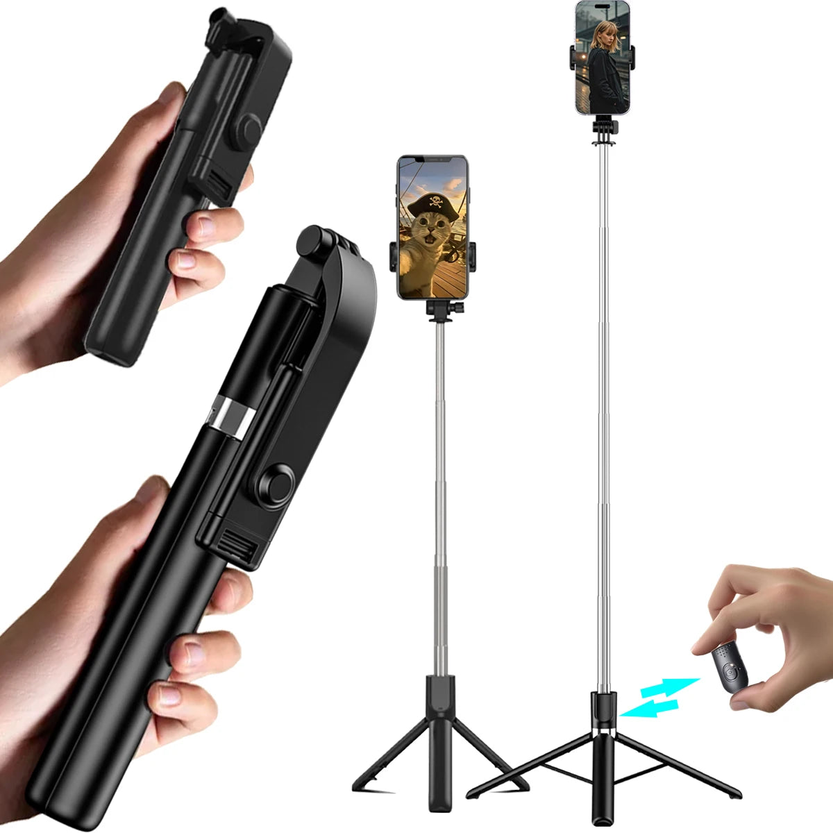 Aluminum Bluetooth Selfie Stick with Remote – R1 1.7m Travel Edition