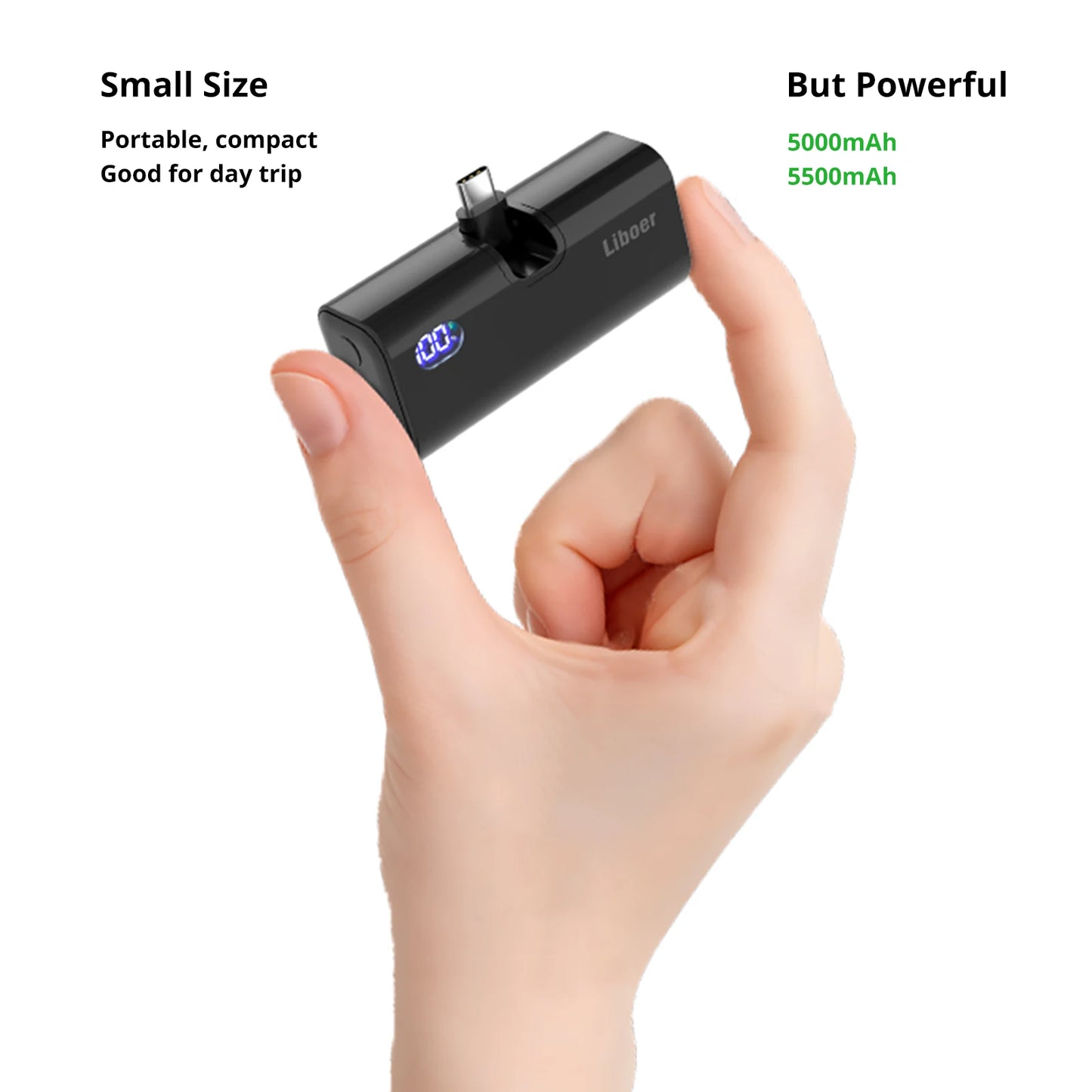 Pocket Power Bank 5000mAh – 22W PD Fast Charge with Foldable Plug