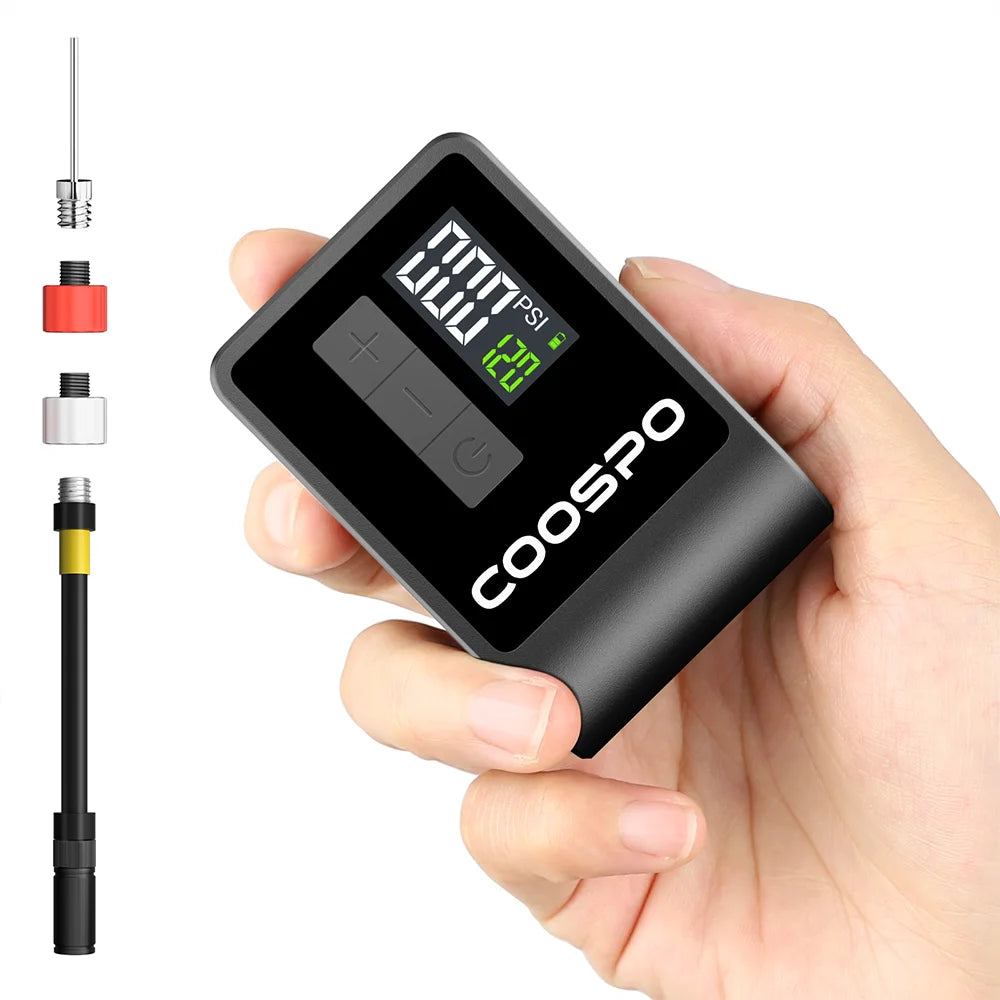 COOSPO Smart Electric Bicycle Tire Pump with Digital Pressure Display Rechargeable Portable Inflator