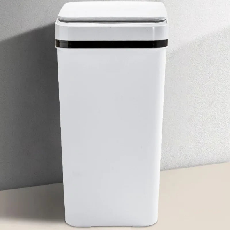 12L Automatic Induction Trash Can – Touchpad Sensor Bin with Motion Detection (White / Grey)
