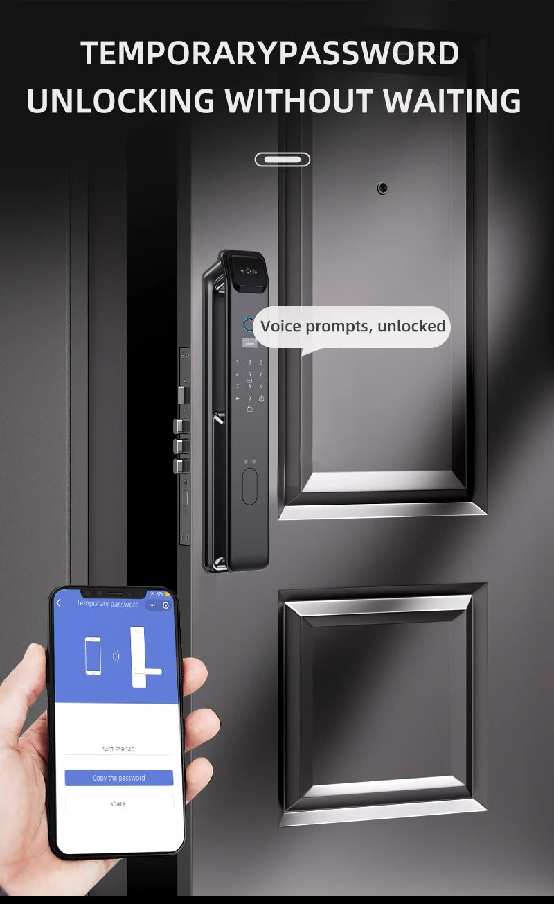 Wishome W-F9 Smart Face Recognition Door Lock with Camera & HD Screen – WiFi Fingerprint Lock