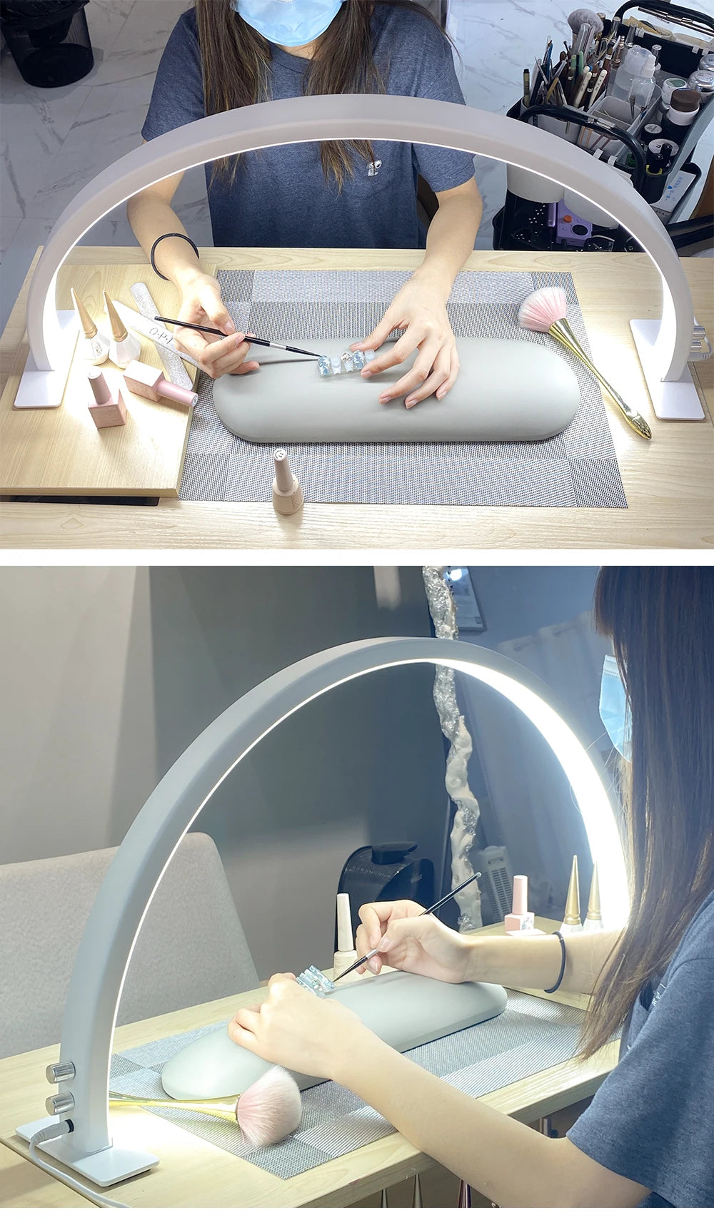 Half Moon LED Manicure Lamp 50W | Modern Nail Desk Light, Salon & Home