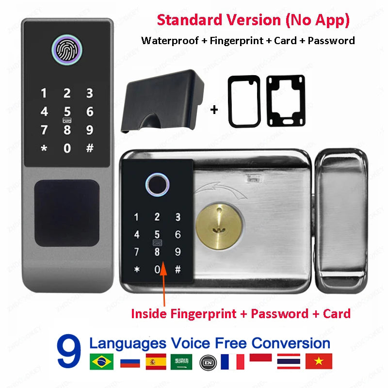 G23 Waterproof Smart Gate Lock – Fingerprint, Password, Card & Remote Unlock