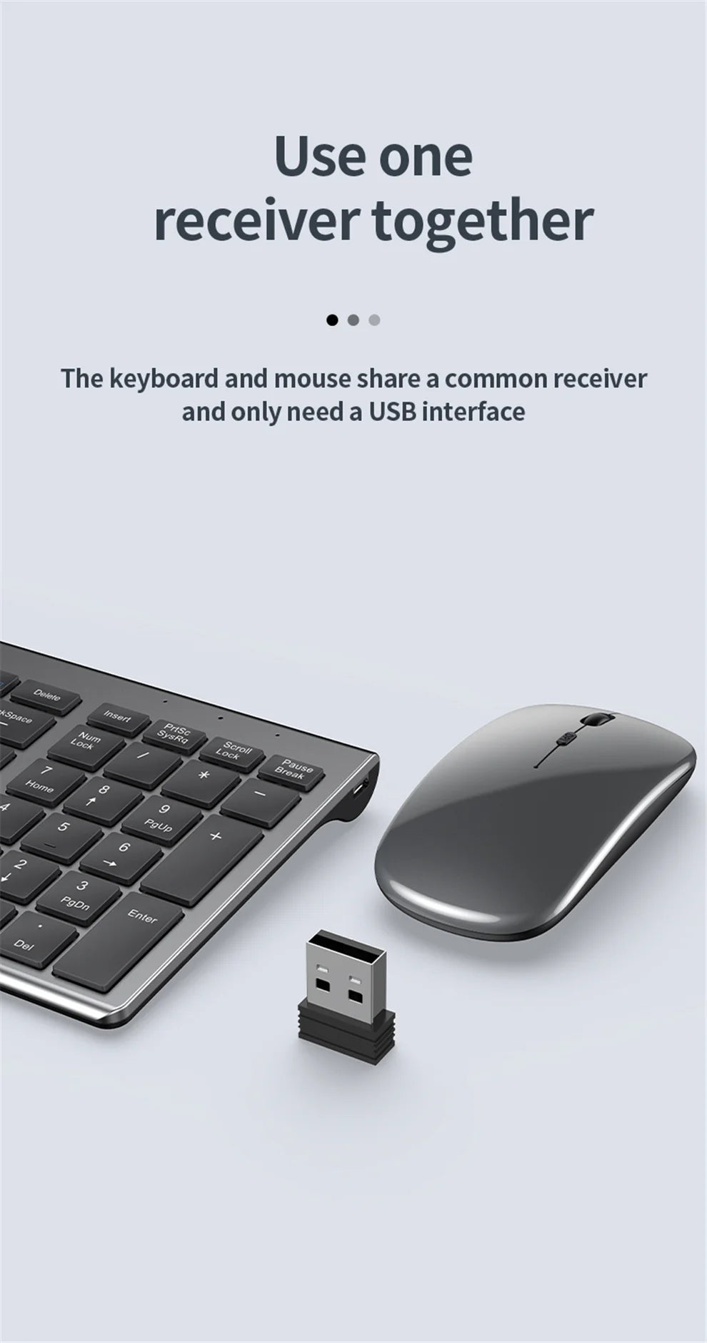 Slim Wireless Keyboard Mouse Set – Multi-Device Bluetooth, USB Receiver