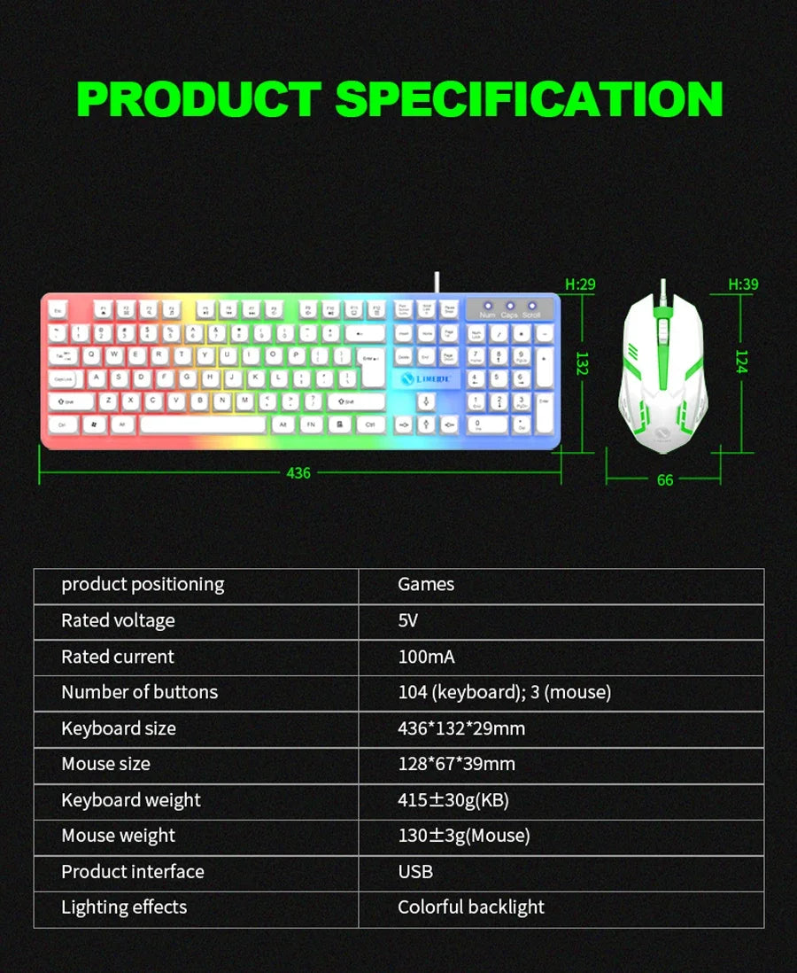 Full-Size 104 Keys Wired Keyboard – Splash-Proof USB Keyboard for PC & Office