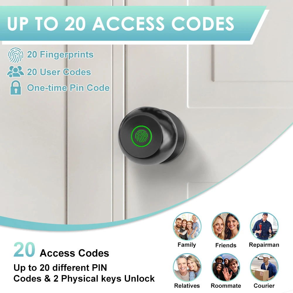 Tuya Smart Fingerprint Door Lock with Bluetooth App Control – Keyless Smart Lock