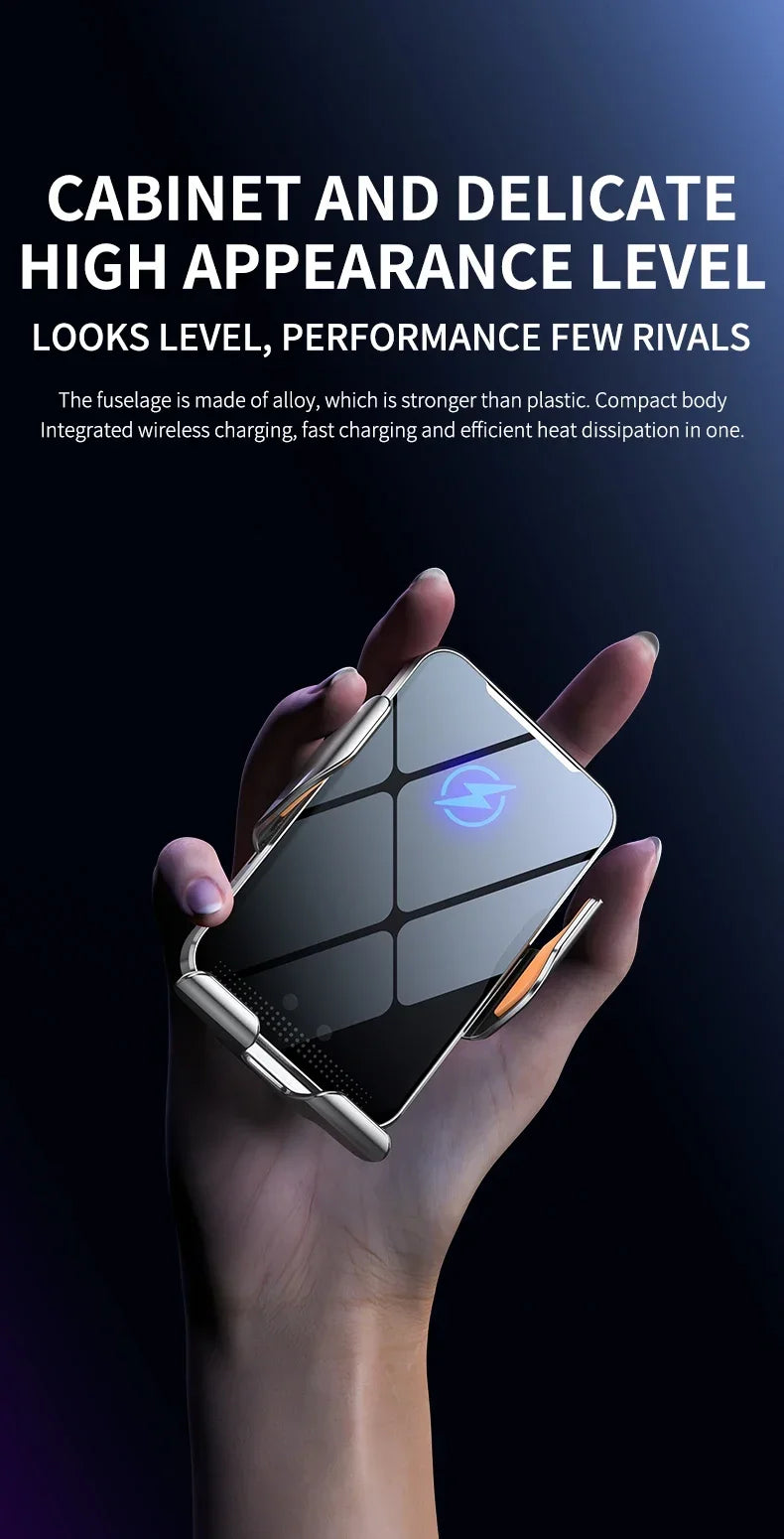 VIKEFON Qi Wireless Car Charger – One-Hand Auto Clamp with Cooling Fan