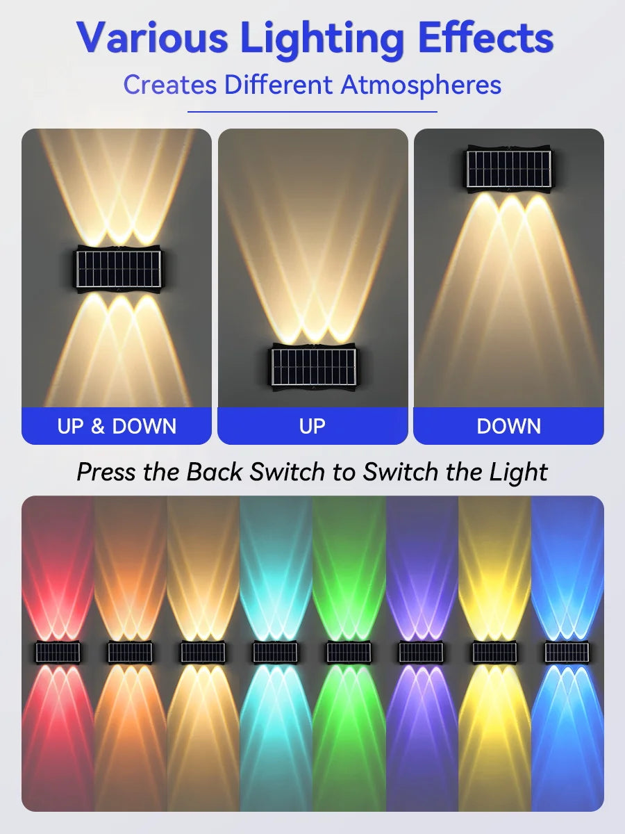 CHENBEN Solar LED Wall Light | IP65 Waterproof Outdoor Wall Lamp, Warm/RGB