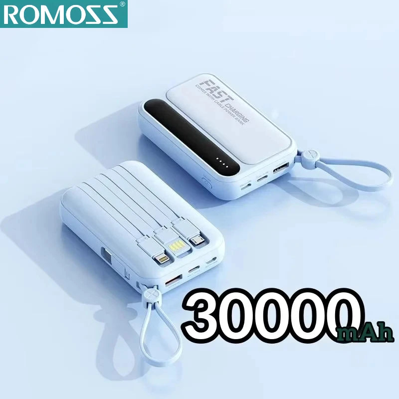 High-Capacity Power Bank 120W – Built-in 4 Cables, Digital Display (10000mAh / 30000mAh / 50000mAh)
