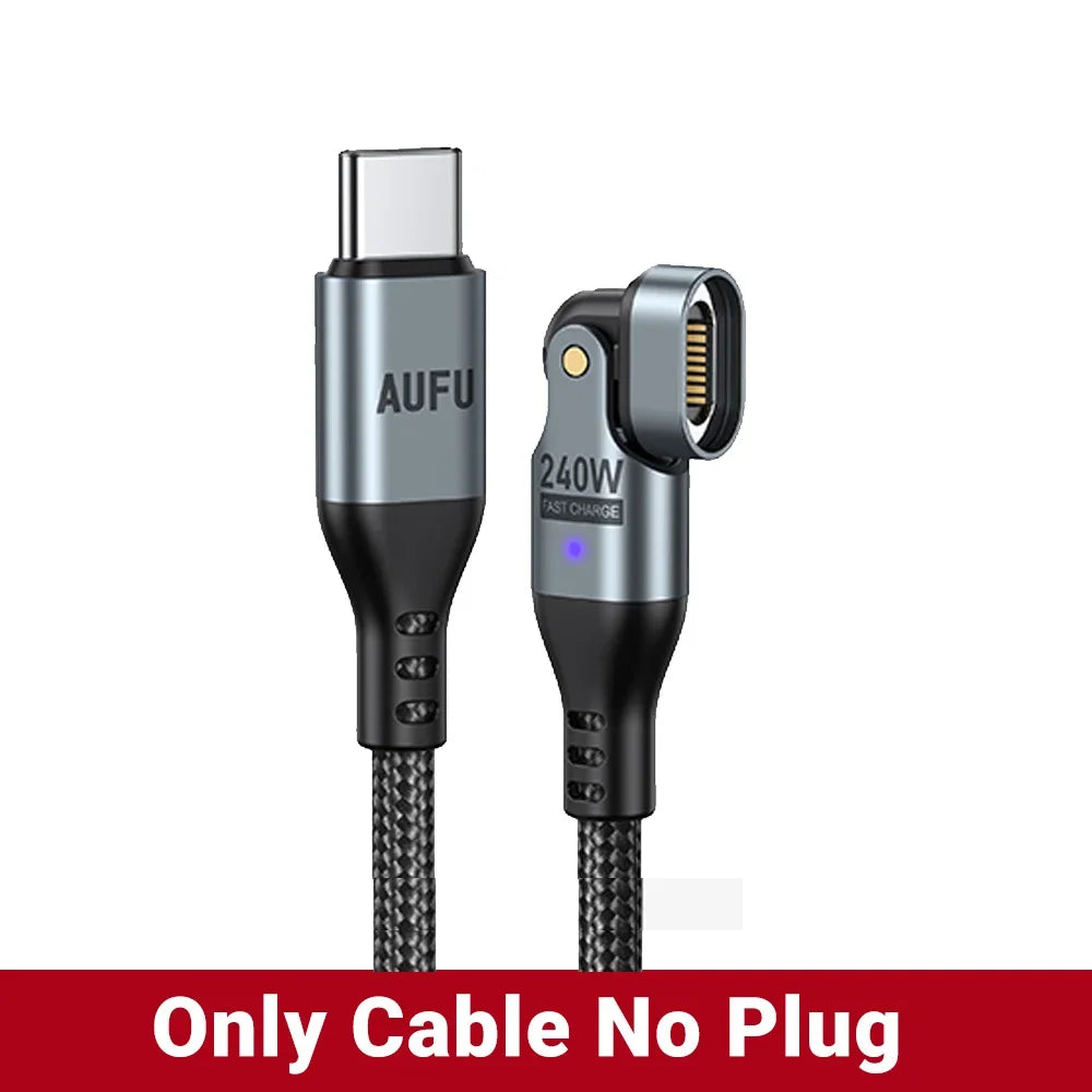 240W PD Magnetic Type-C to Type-C Cable – 16-Pin Fast Charge for Laptops & Phones