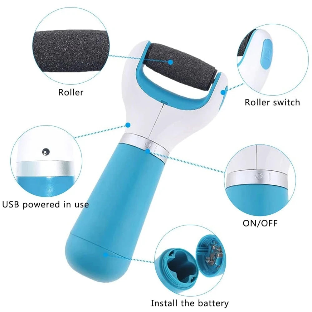 Electric Foot Care Tool for Heels – Portable Dead Skin & Callus Remover (Pink / Blue)