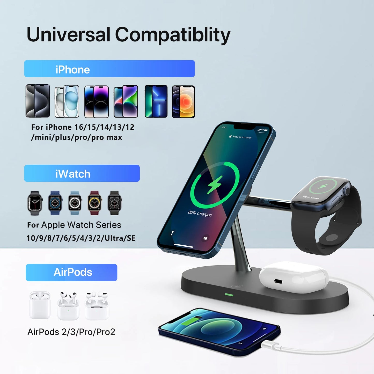 MagSafe Wireless Charging Station with LED Indicator – Apple Only