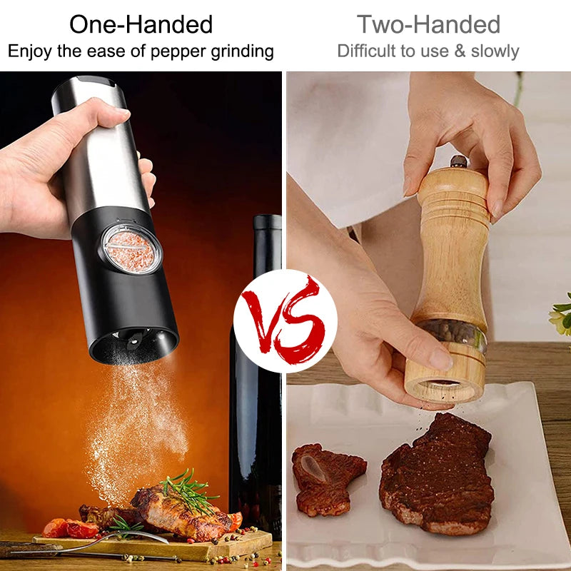 Automatic Salt & Pepper Grinder Set – Electric USB Rechargeable Spice Mills