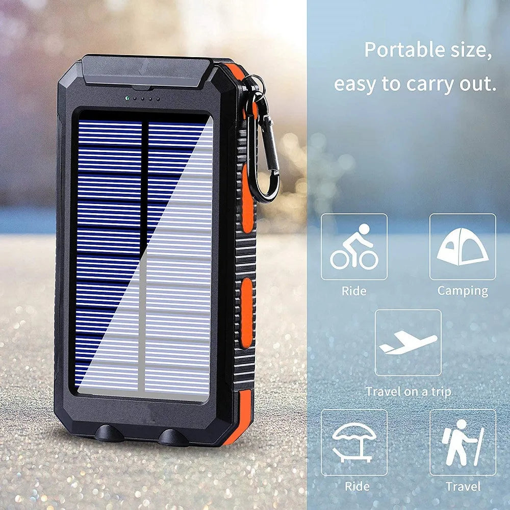 Solar Power Bank with LED Torch & Compass – Outdoor Emergency Charger (20W)