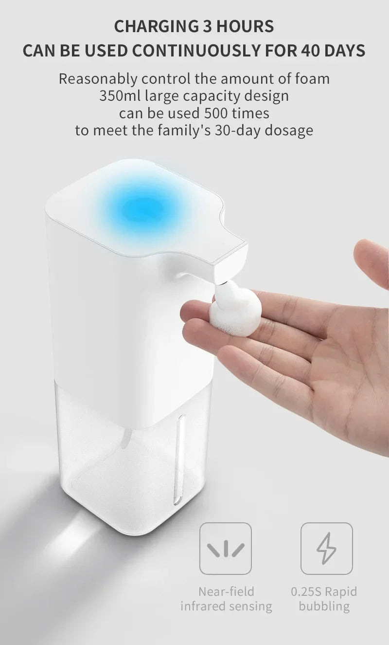 Automatic Foam Soap Dispenser – Touchless 350ml USB Rechargeable Smart Hand Wash Dispenser