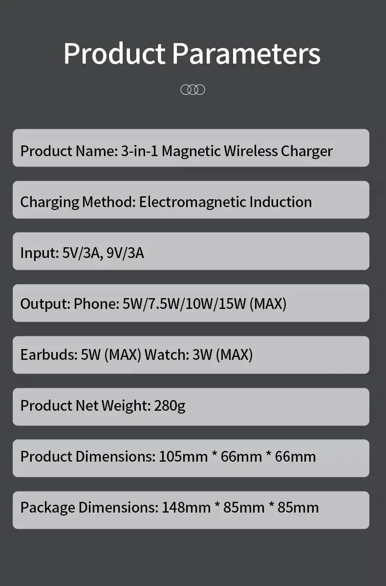 3-in-1 Automatic Magnetic Wireless Charging Stand – iPhone, Watch & AirPods