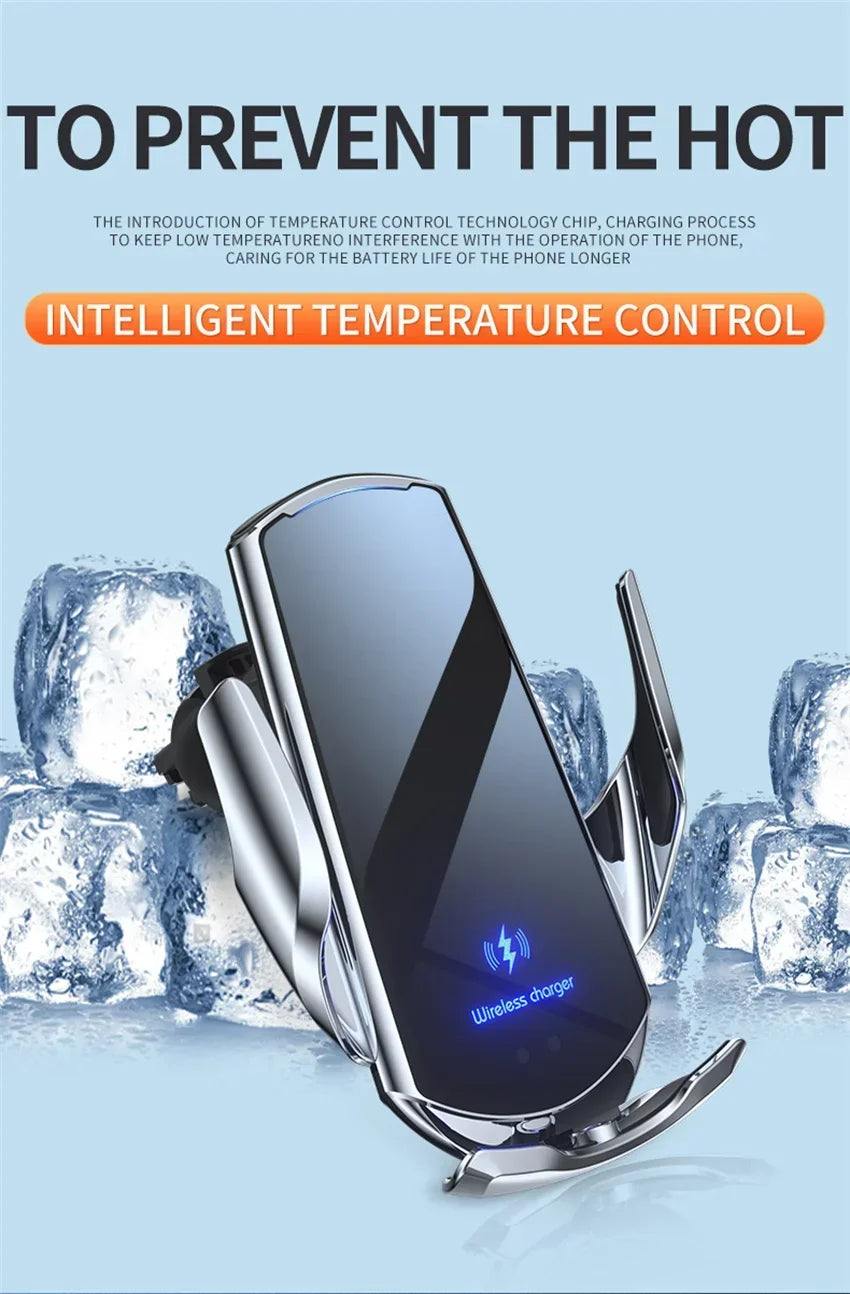 VIKEFON Qi 100W Wireless Car Fast Charger with Cooling Fan & One-Hand Operation