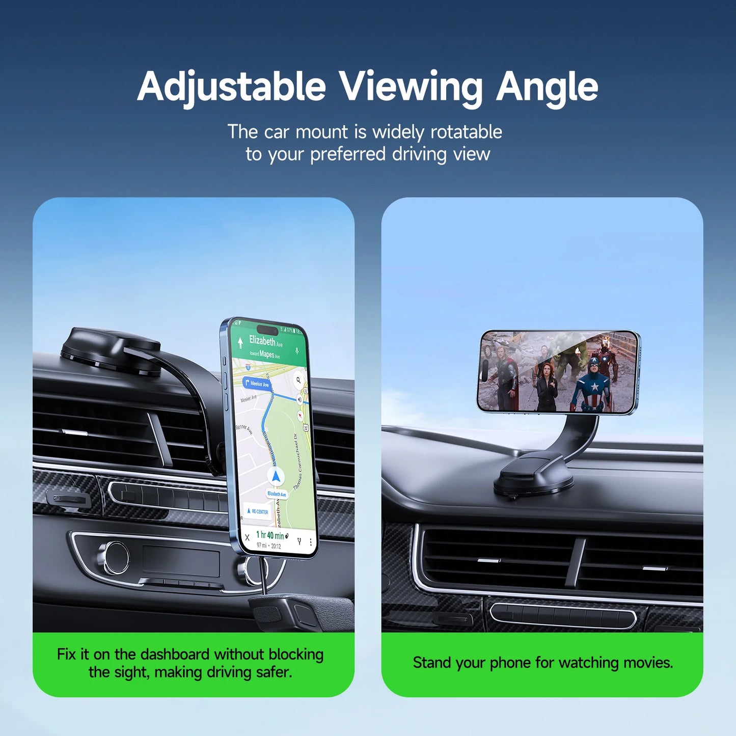 15W Magnetic Car Charger with Type-C Cable for iPhone