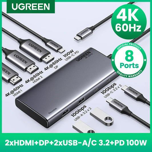 8-in-1 USB-C Docking Station – Triple 4K Display, 100W PD, 10Gbps Hub