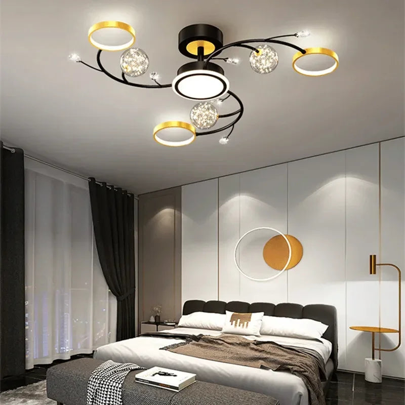 Artpad Modern Star Moon Ceiling Light Fixture | Romantic LED Chandelier for Bedroom & Living Room