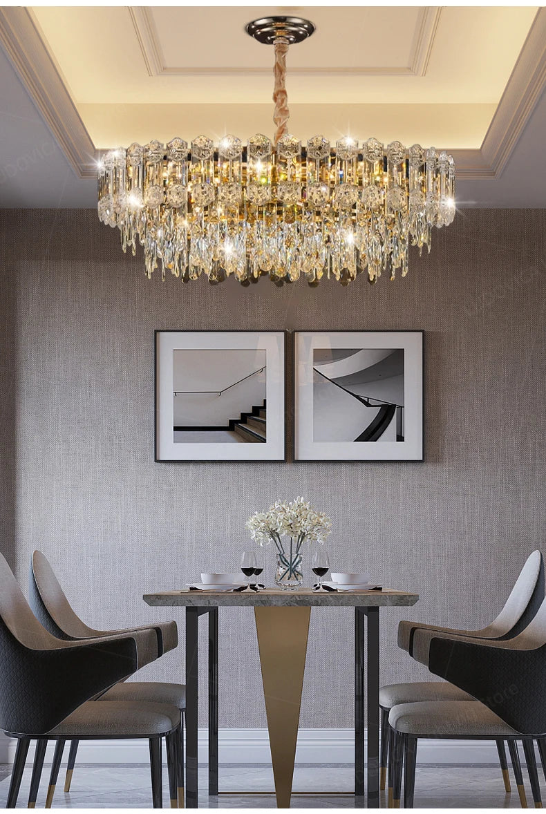 LUDOVICA Crystal LED Chandelier | Elegant Pendant Light for Bedroom & Dining