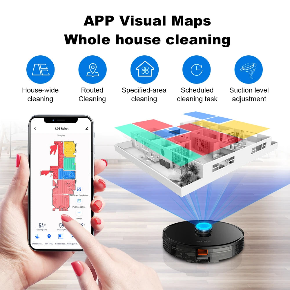 Liectroux X6 Smart Robot Vacuum Cleaner – Laser LiDAR, Y-Shape Mopping, 6500Pa Suction